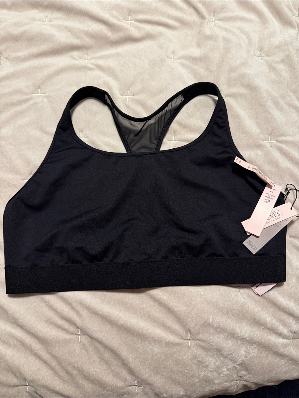 Victoria's Secret Black Racerback Sports Bra with Mesh Back Panel